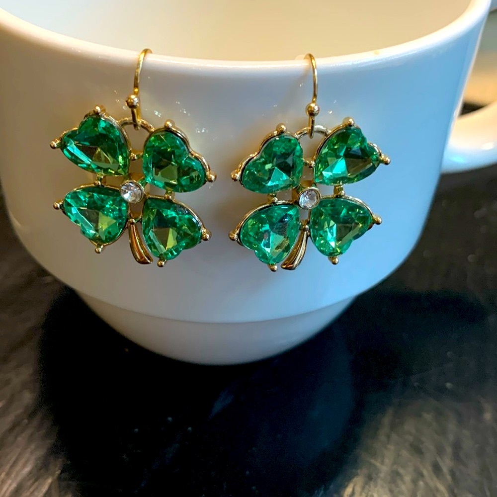 Clover crystal earrings - Picture 1 of 4